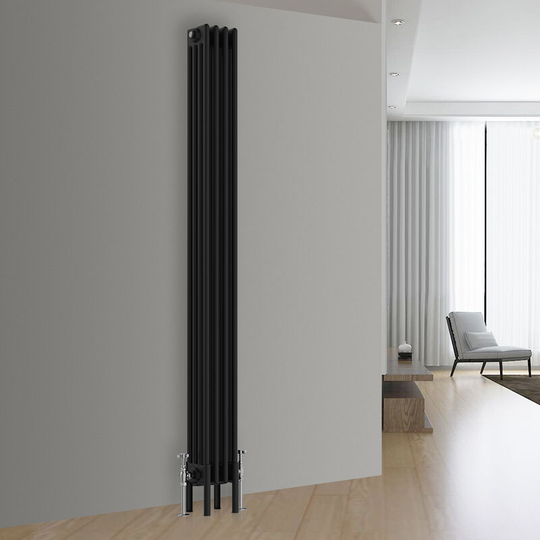 NRG - Traditional Vintage Cast Iron Style Radiator Black 4 Column 1800x200mm