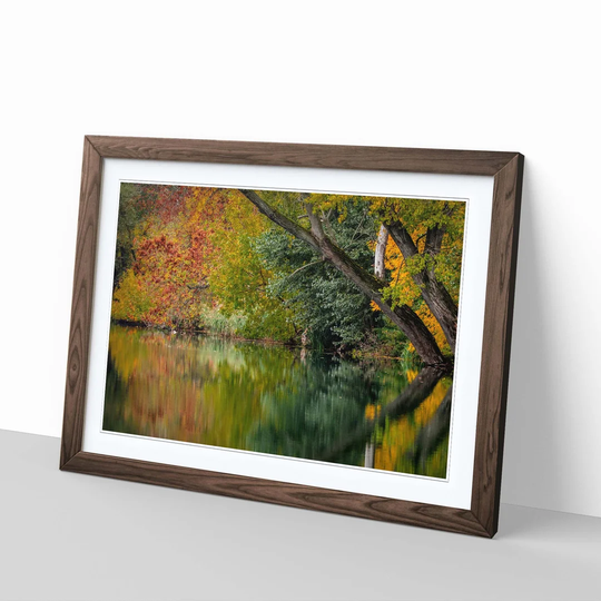 'Landscape Autumn Forest Lake Reflection' Framed Photographic Print