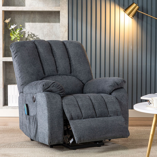 Modernluxe - Electric Power Lift Recliner Chair Sofa Armchair with Massage and Heat for Elderly 2 Side Pockets usb Ports for Living Room, Light Grey