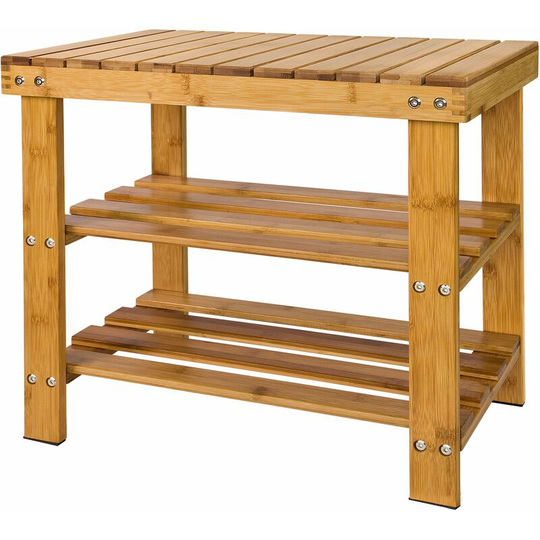 Bamboo Shoe Rack with Seat on Top, Bathroom Shelf, L50cm, FSR02-K-N - Sobuy