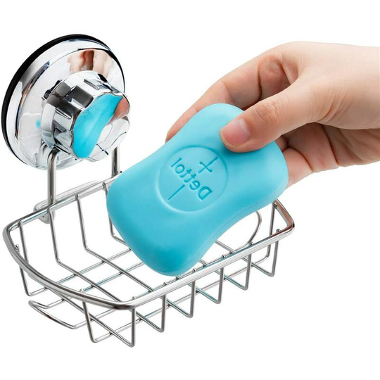 Super Strong Vacuum Suction Cup Bathroom Soap Dish Holder with Hook, Soap Saver Soap Holder Soap Tray Bar Soap Sponge Holder for Shower, Bathroo