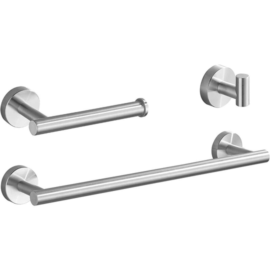Perlerare - Bathroom Towel Rack 3 in 1 Stainless Steel Bathroom Accessory Set Towel Rack Silver 40cm