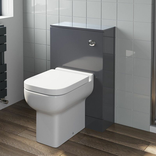 Artis - 500mm Bathroom Toilet btw Furniture Unit Pan Soft Close Seat Gloss Grey Modern - Grey