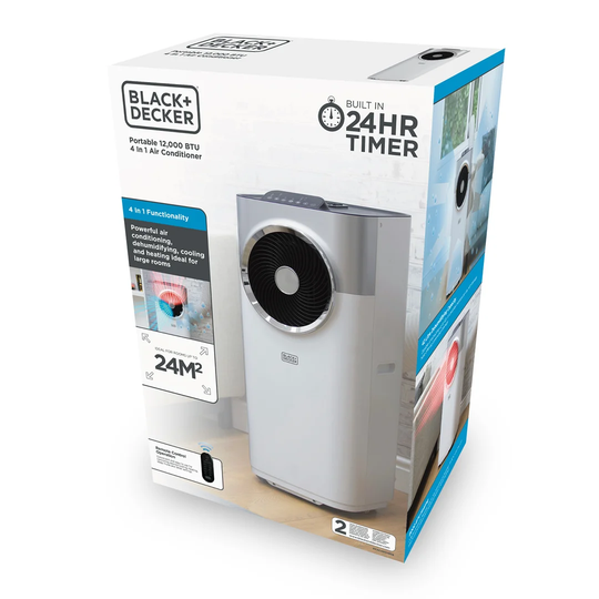 BLACK+DECKER BXAC40010GB Portable 4-in-1 Air Conditioner with 24-Hour Timer, Remote Control, 12,000 BTU, White [Energy Class A]