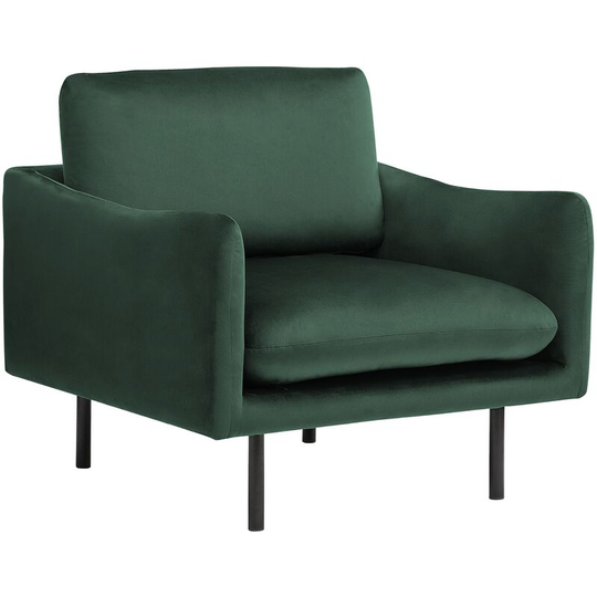 Beliani - Modern Velvet Armchair Green Fabric Cushion Seat Back Black Legs Vinterbro - Green