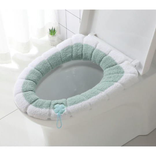 5pcs Universal Waterproof Toilet Seat Cushions with Hanging Loop - Soft and Warm - Washable(Green)