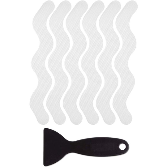 Non Slip Shower Stickers 24 pcs Safety Bathtub Strips Adhesive Stickers with Premium Scraper for Tub Shower Stairs