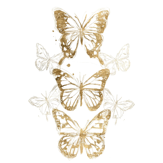 Gold Butterfly Contours I by June Erica Vess - Wrapped Canvas Painting