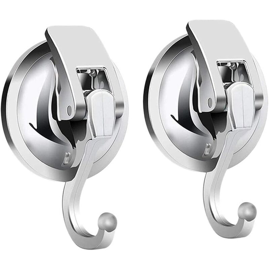 2 Pack Suction Cup Hooks Suction Cup Hooks Heavy Duty Wall Hanger Bath Towel Hooks for Kitchen Bathroom Window Glass Mirror Self Adhesive Hooks Silver
