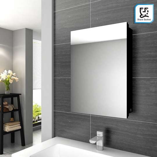 Elegant - Illuminated Bathroom Mirror Cabinet with Lights and Shaver Socket Wall Mounted led Bathroom Mirror with Shelf 500mm