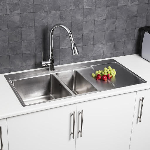Sauber Inset Stainless Steel 1.5 Bowl Kitchen Sink & Drainer RH