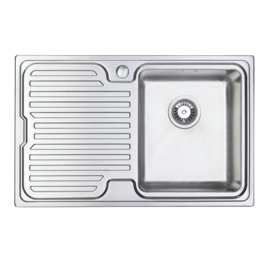 80cm x 50cm Compact Single Bowl and Drainer Right Hand Main Bowl Kitchen Sink