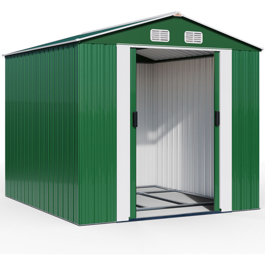 Gardebruk - Deuba Garden Metal Tool Shed Size and Colour Choice Galvanised Green Anthracite Brown Roofed Outdoor Storage 10x8ft, Green
