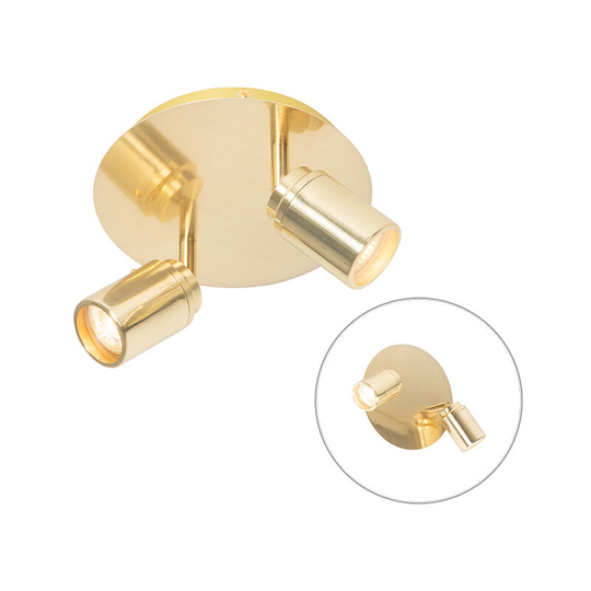 Qazqa - Modern bathroom spot brass 2-light IP44 - Ducha - Gold/Messing