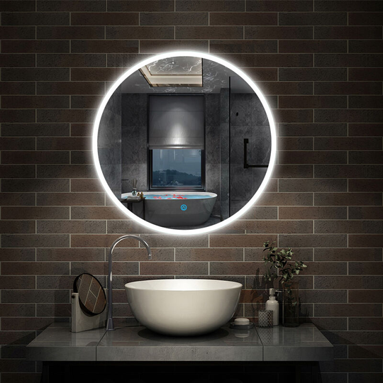 Wall Mounted led Bathroom Mirror with led Lights, Demister Touch Sensor Switch IP44 Waterproof and Dustproof - Round 800mm