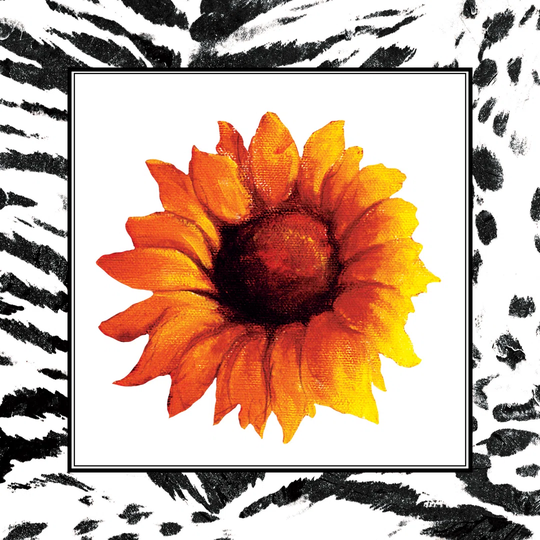 Orange Sunflower Animal Border - Wrapped Canvas Painting Print