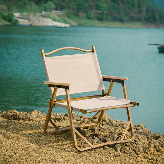 Livingandhome 61cm Wooden Portable Camping Chair Outdoor Armchair