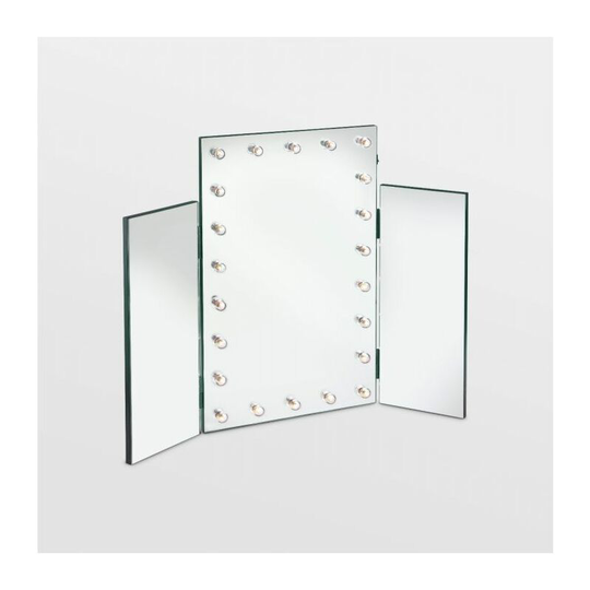 BTFY Hollywood Mirror With LED Lights Vanity Beauty Makeup Mirror For Dressing Table Tri-Fold 3 Way Folding Design