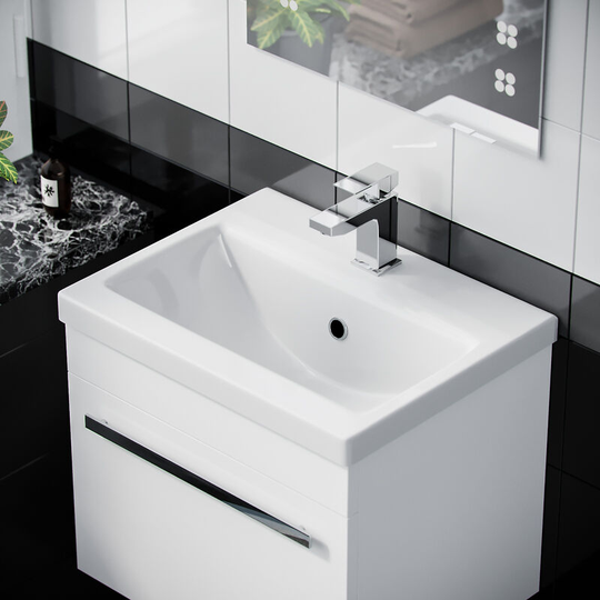 500mm Flat Pack Wall Hung 1 Drawer Vanity Unit & eco Complete Toilet | White