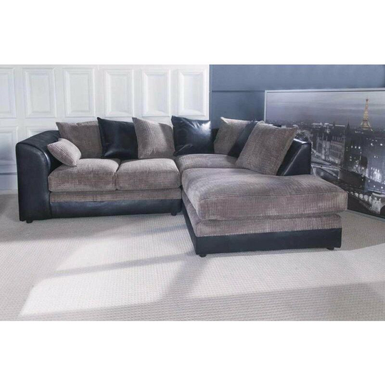 Darcey Right Hand Facing Corner Sofa - Black & Grey