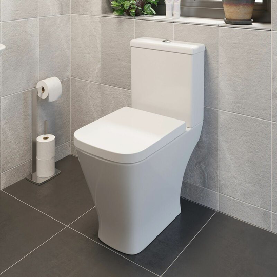 Affine - Square Close Coupled Toilet Modern Bathroom White Ceramic Soft Close Seat wc Pan