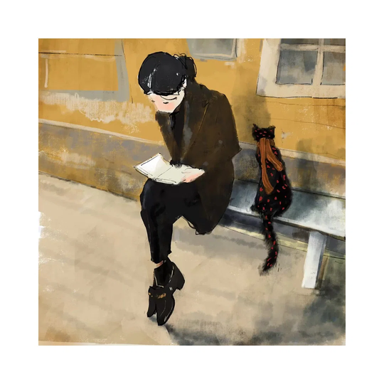 Sad Japanese Books by Aniko Salamon - Wrapped Canvas Painting