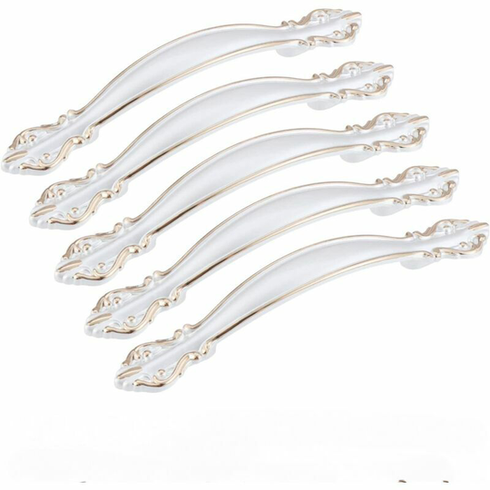 4.3 Long (2.5 Hole Center), Ivory White, Pack of 5 Antique Arch Pulls Pack of 5Vintage Cabinet Handles Furniture Door Handles Ivory White