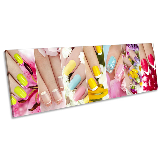 Nail Beauty Salon Picture PANORAMA CANVAS WALL ART Print Multi-Coloured