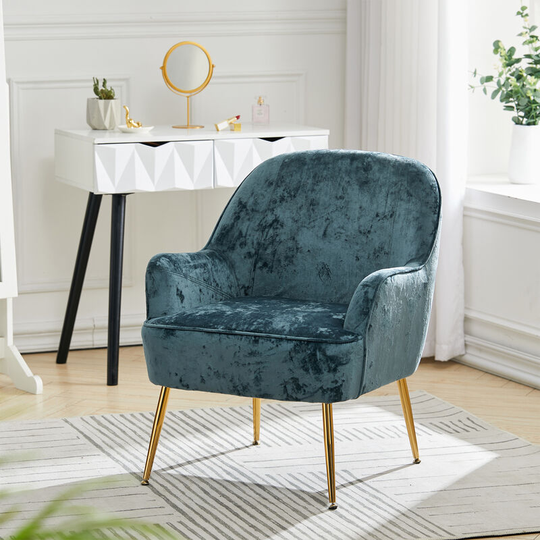 Comfortable Velvet Upholstered Living Room Armchair,Green - Livingandhome