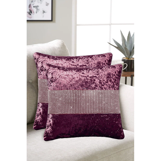 Diamante Crushed Velvet Filled Back Cushion