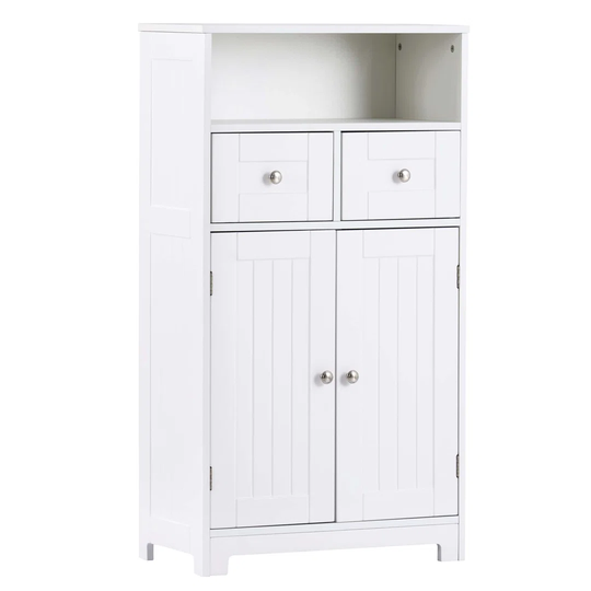 Wood Bathroom Storage Cabinet, Corner Freestanding Cabinet With Drawers And Adjustable Shelf Freestanding Storage Organiser Unit Tall Cupboard For Hom
