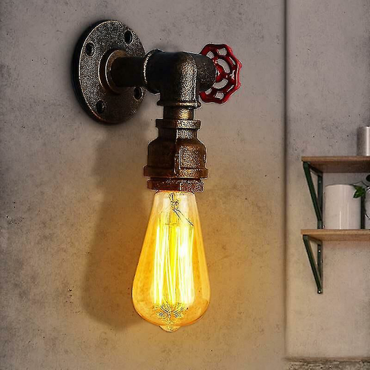 Sunflowergb - Retro E27 Water Pipe Wall Lamp Faucet Shape