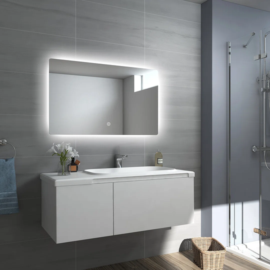 LM09 LED Bathroom Mirror 100X60cm Bathroom Mirror With Cold White Lighting And Touch Switch Energy Saving