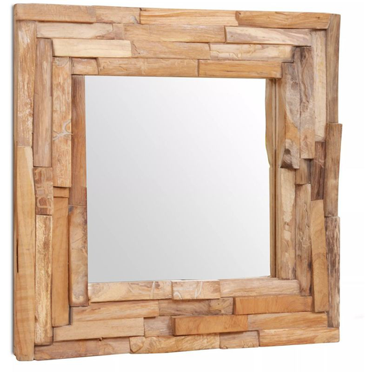 Decorative Mirror Teak 60x60 cm Square VD10655 - Hommoo