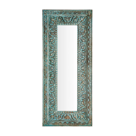 Vankirk Wood Framed Leaning Full Length Mirror in Blue