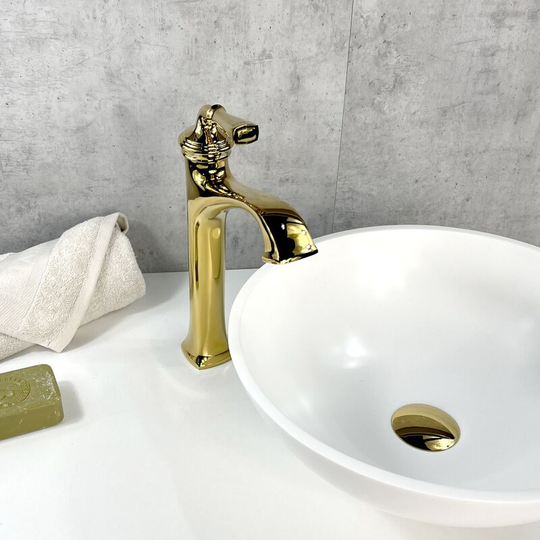Kroos - Vintage style single lever sink faucet in solid golden brass