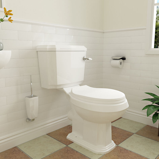 SKY - Traditional Ceramic Close Coupled Toilet White Soft Close Seat Oval Bathroom