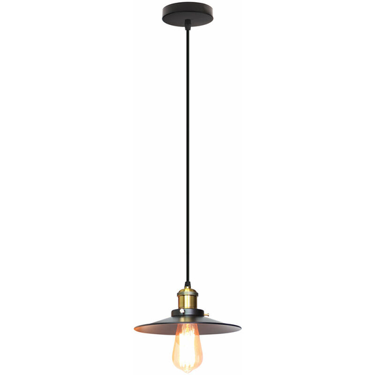 Retro Metal Pendant Light Fixture Modern Industrial Living Room Bedroom Lighting E27 Hanging Light Ø260mm Black - Black