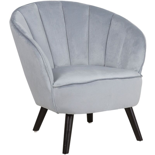 Modern Glam Velvet Armchair Shell Back Tufted Light Grey Dala - Grey