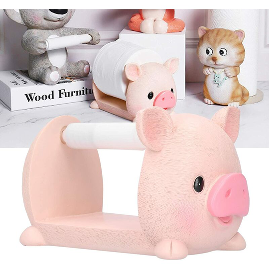 Cute pig style punch holder, free toilet paper organizer, for bathroom home decor
