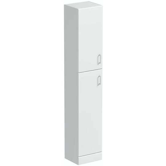 Eden white slimline tall storage unit 1900 x 350mm - White - Orchard