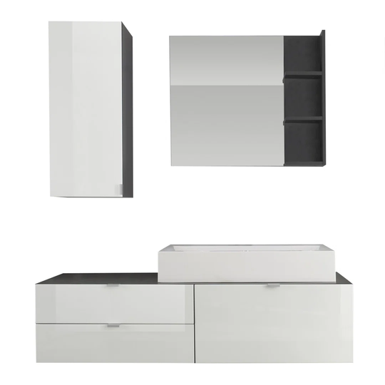Morethampstead Beach 4 Piece Bathroom Furniture Set with Mirror