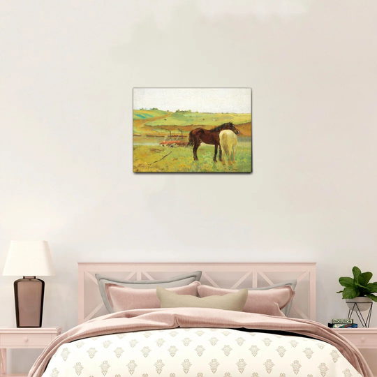 August Grove - Quadro - Edgar Degas - Cavalli In Un Prato - Tela Canvas - 70X50 - Pronto Da Appendere - Quadri Moderni Per La Casa