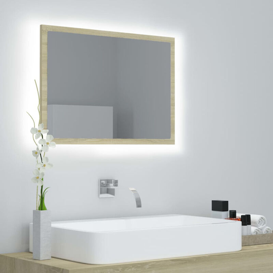 Led Bathroom Mirror Sonoma Oak 60x8.5x37 cm Chipboard