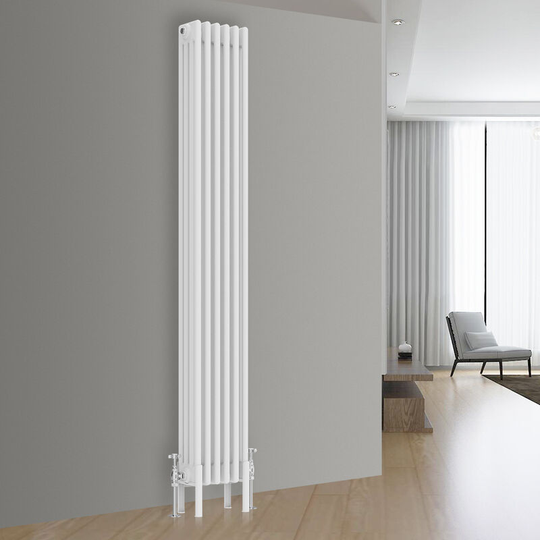 NRG - Traditional Cast Iron Style Radiator Central Heating Rads White Vertical 4 Column 1800x290mm
