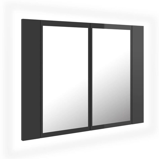 LED Bathroom Mirror Cabinet High Gloss Grey 60x12x45 cm Acrylic vidaXL - Grey