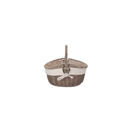 Oval Picnic Basket With White Lining