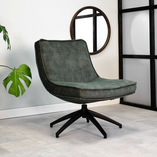 Industrial swivel Armchair Nickole Green Velvet - Green