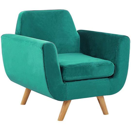 Beliani - Armchair Green Retro Velvet Upholstery Seat Cushion Removable Cover Bernes - Green