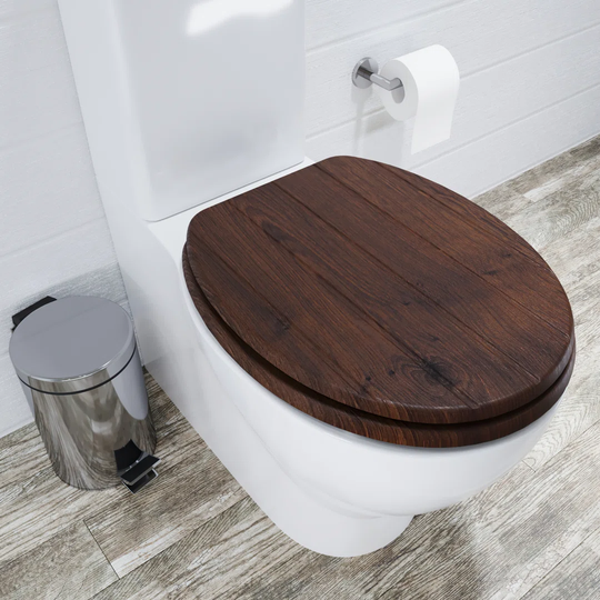 Croydex Molvena Flexi Fix Toilet Seat, Walnut Effect Tongue And Groove